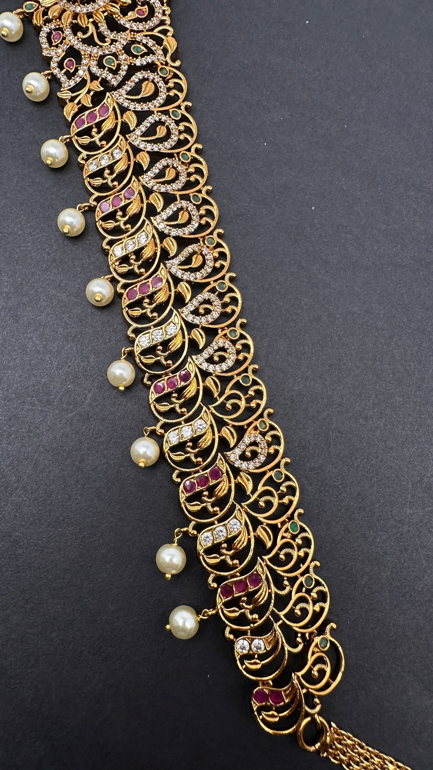 Antique Matte Green Hip Chain Kamarbandh - 