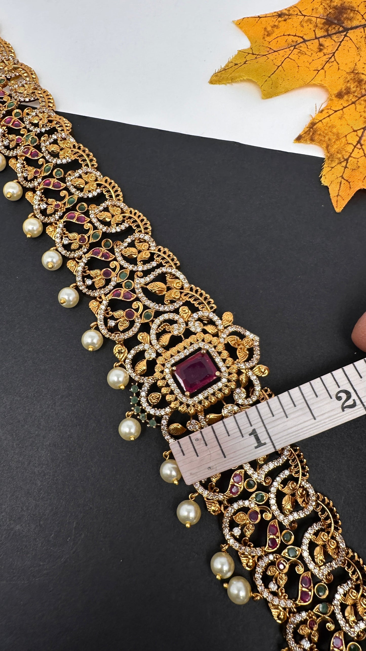 Antique Matte Red Multi Color Hip Chain Kamarbandh - 