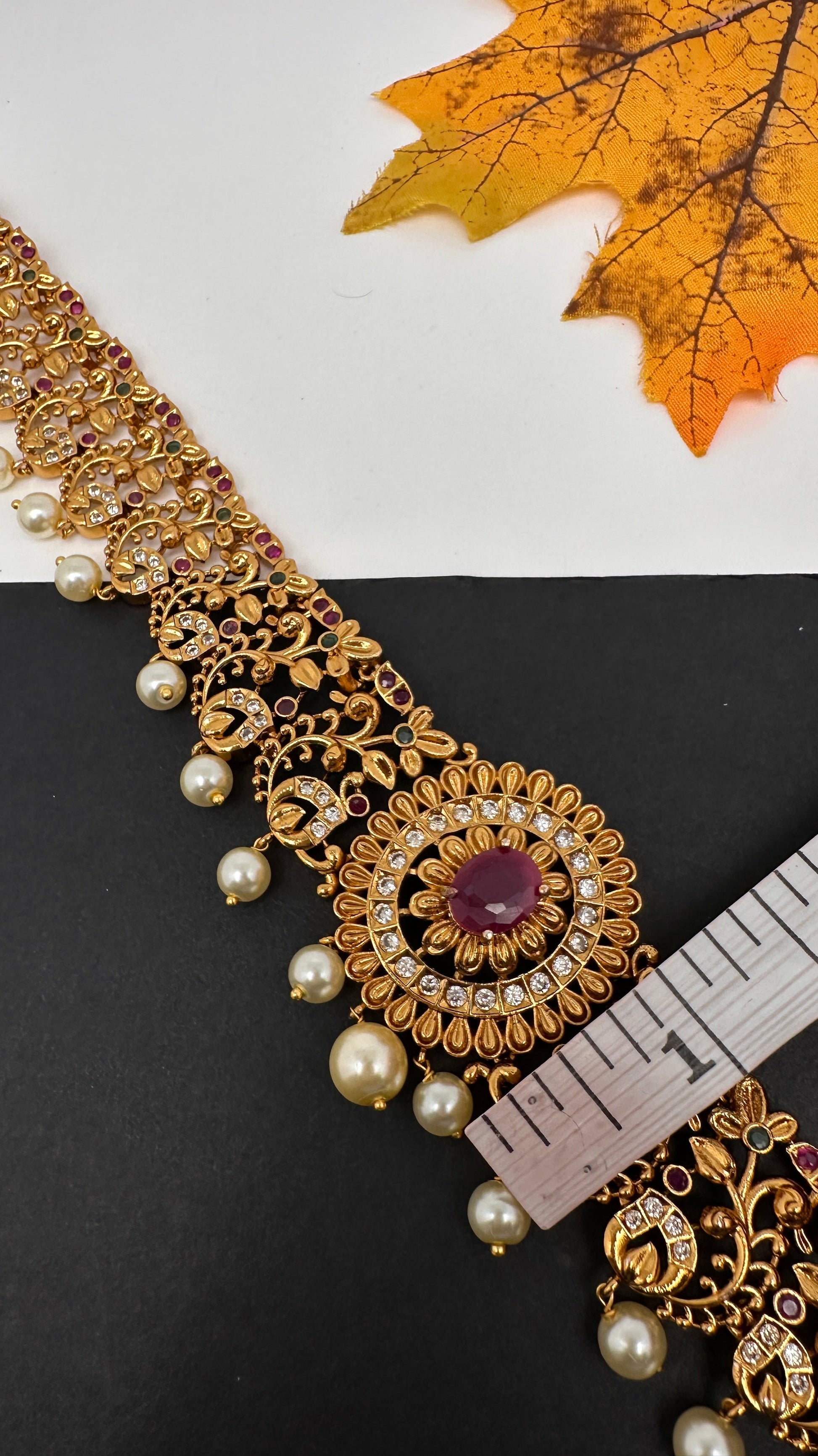 Antique Matte Red Multi Color Hip Chain Kamarbandh - 