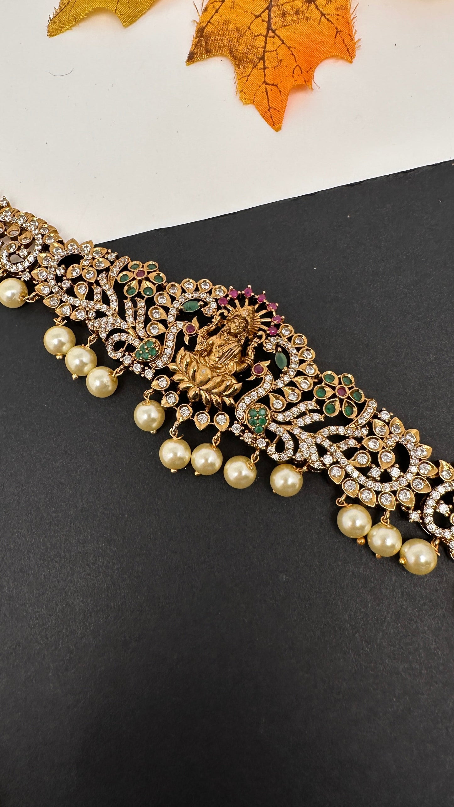 CZ Goddess Lakshmi Matte Hip Chain Kamarbandh - 