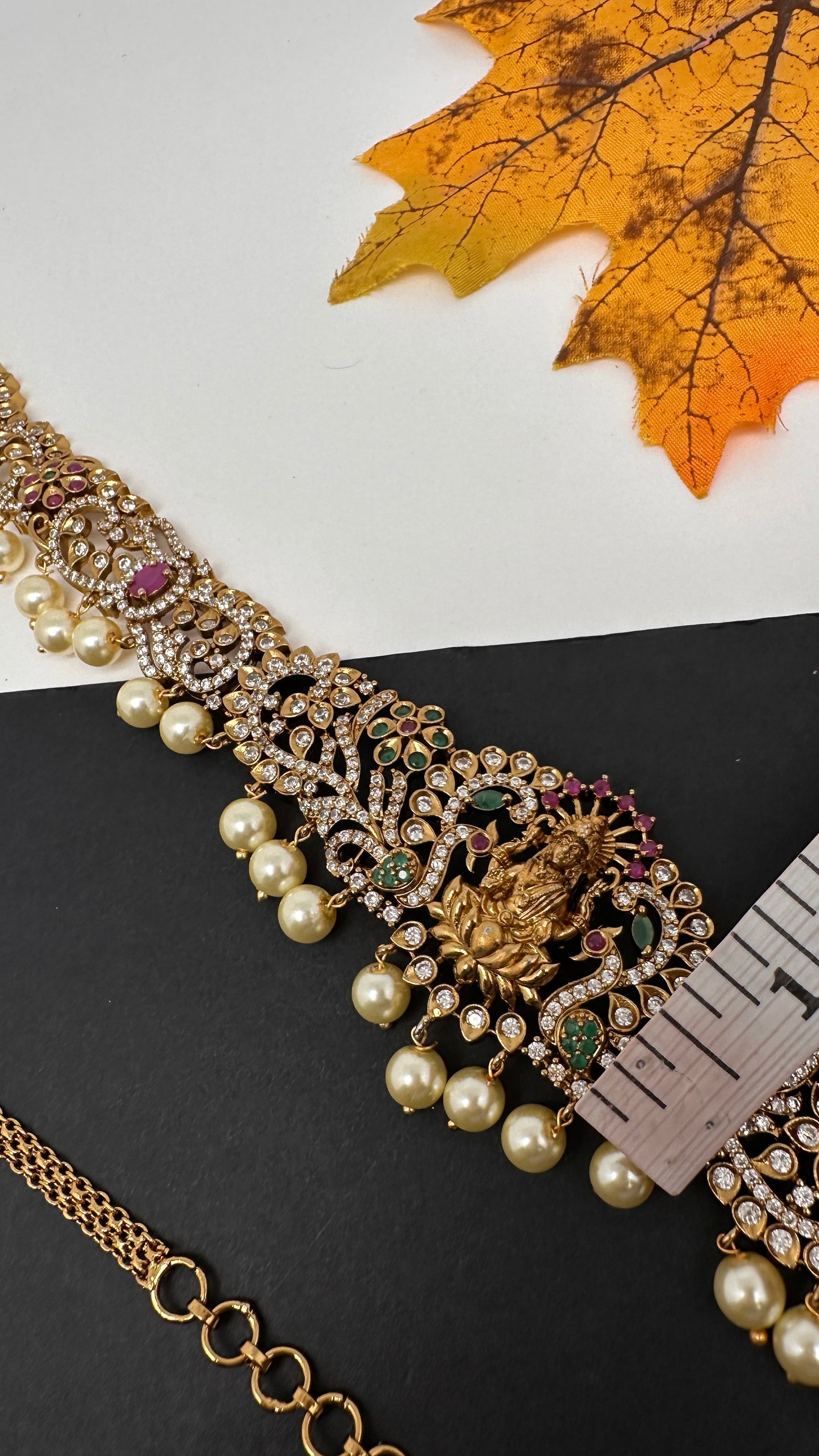 CZ Goddess Lakshmi Matte Hip Chain Kamarbandh - 