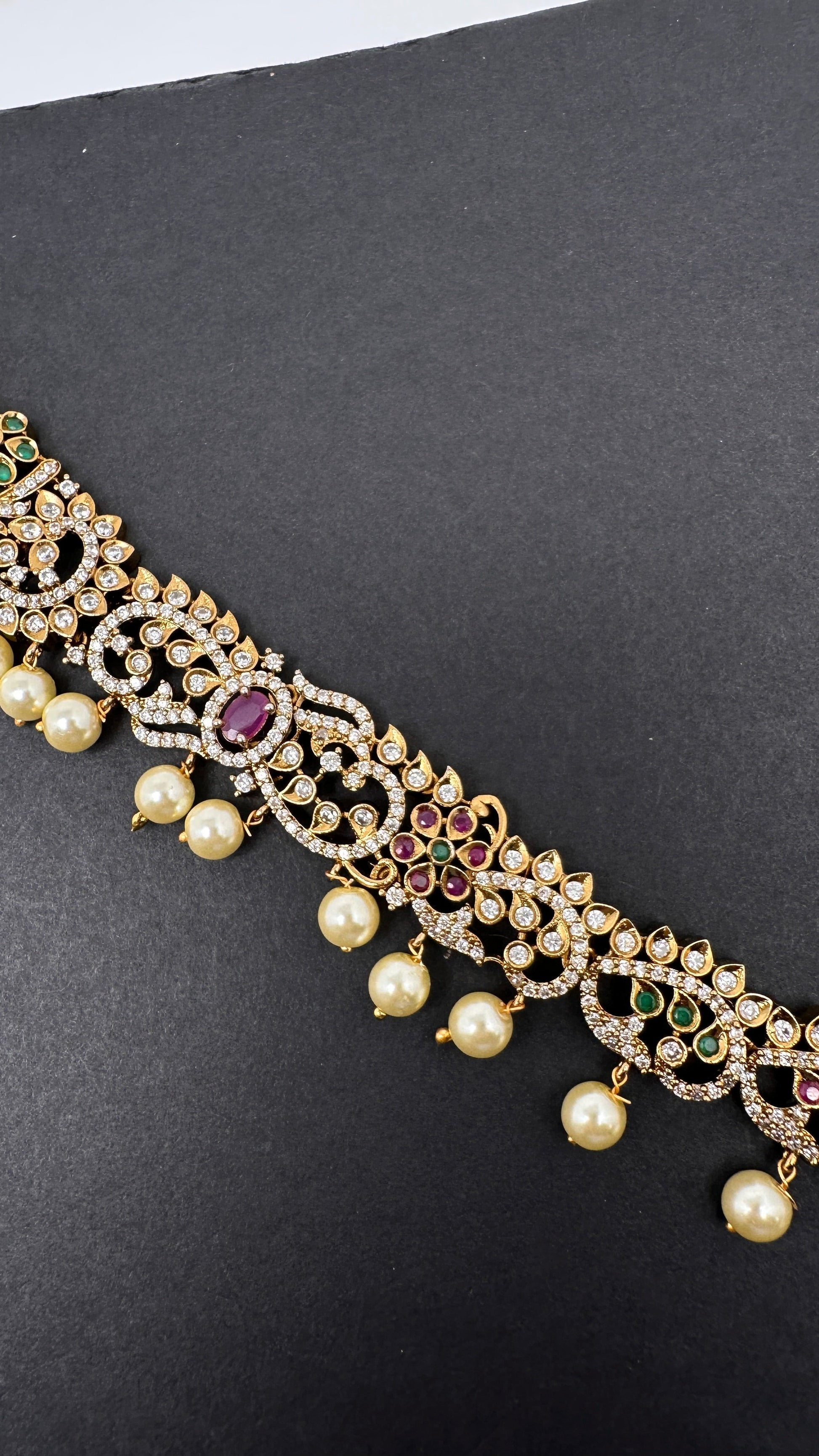 CZ Goddess Lakshmi Matte Hip Chain Kamarbandh - 