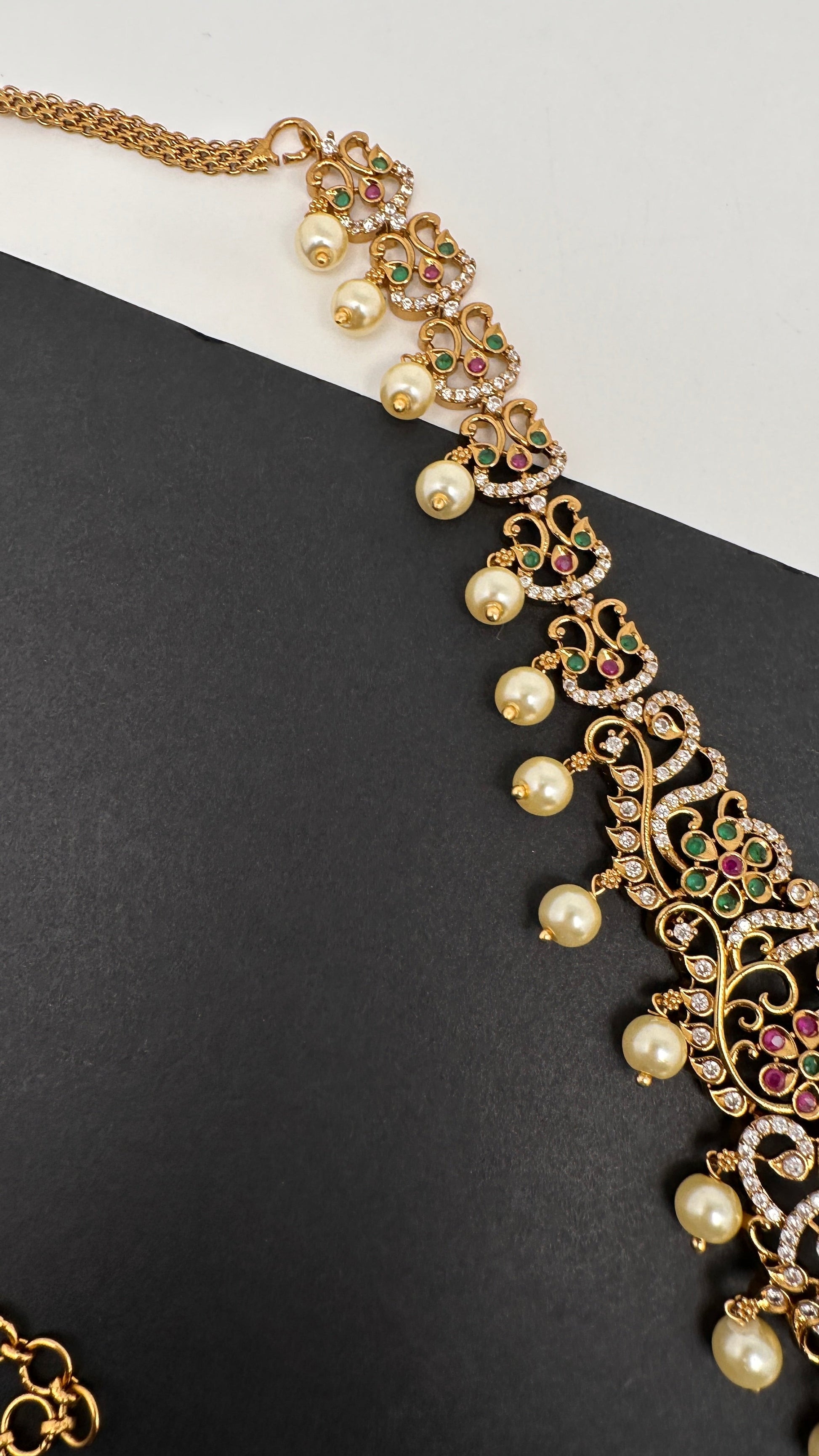 CZ Multi Stone Sleek Matte Hip Chain Kamarbandh - 