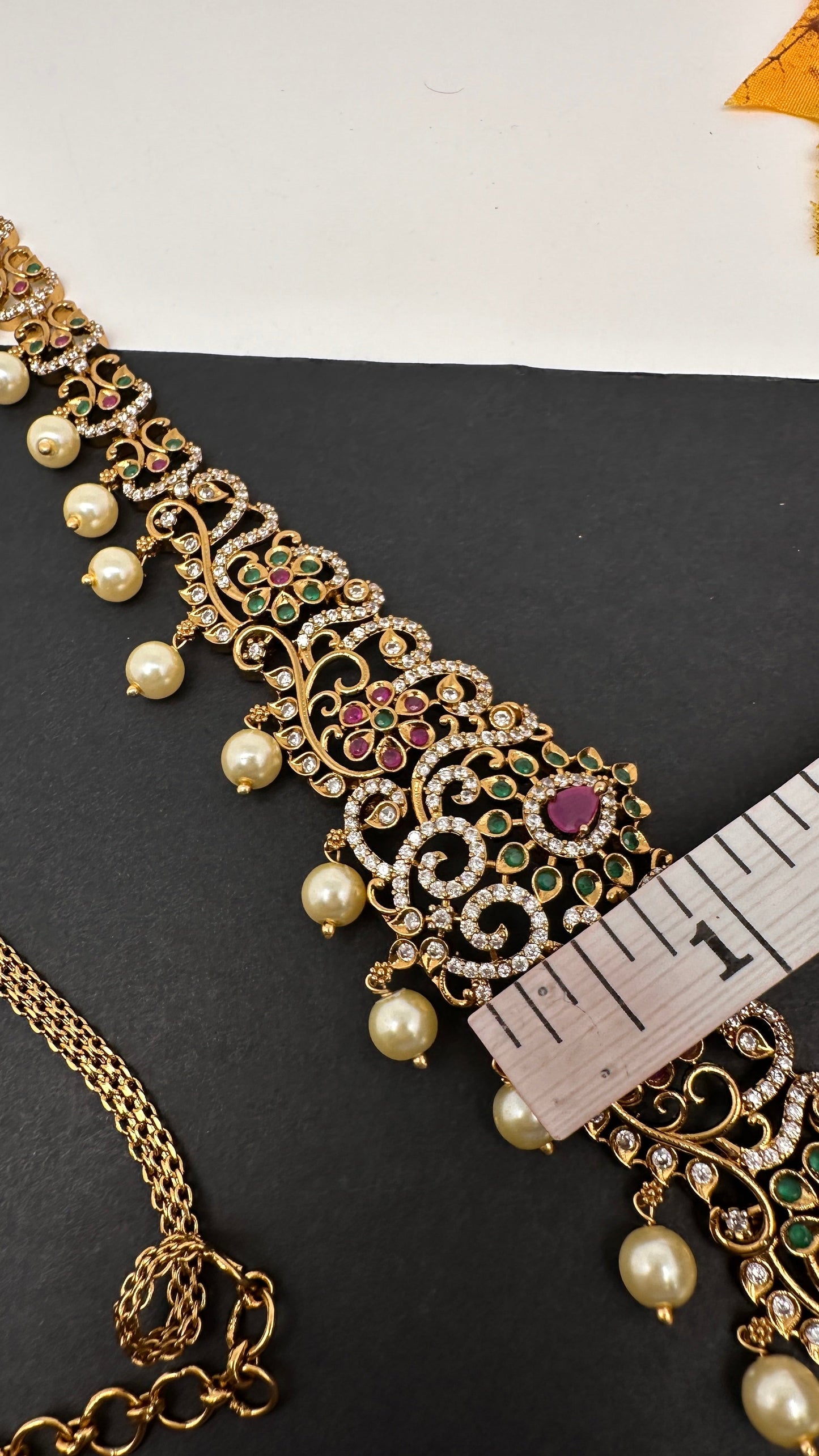 CZ Multi Stone Sleek Matte Hip Chain Kamarbandh - 