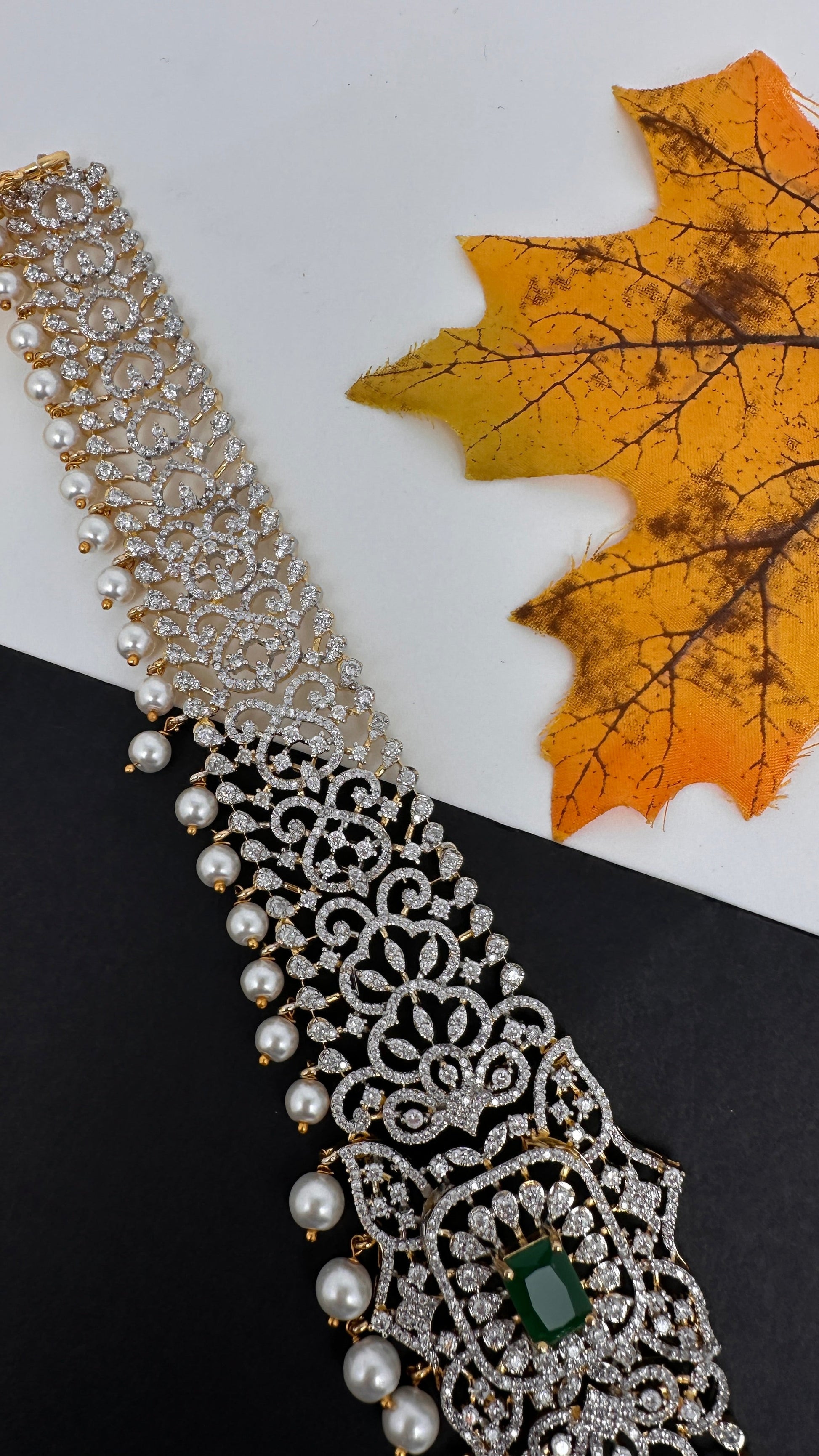 Diamond Finish Hip Chain Belt - Green