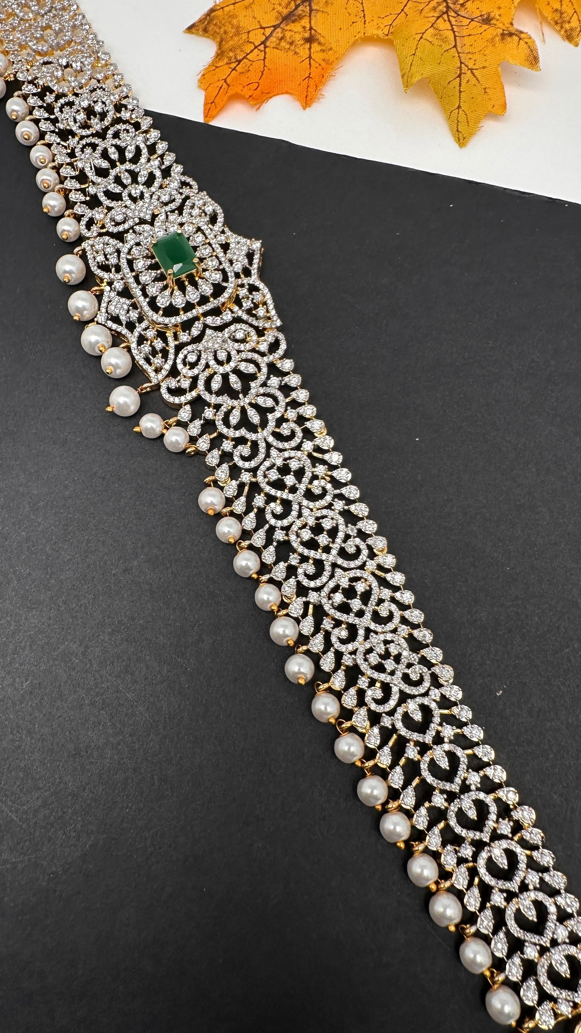 Diamond Finish Hip Chain Belt - Green