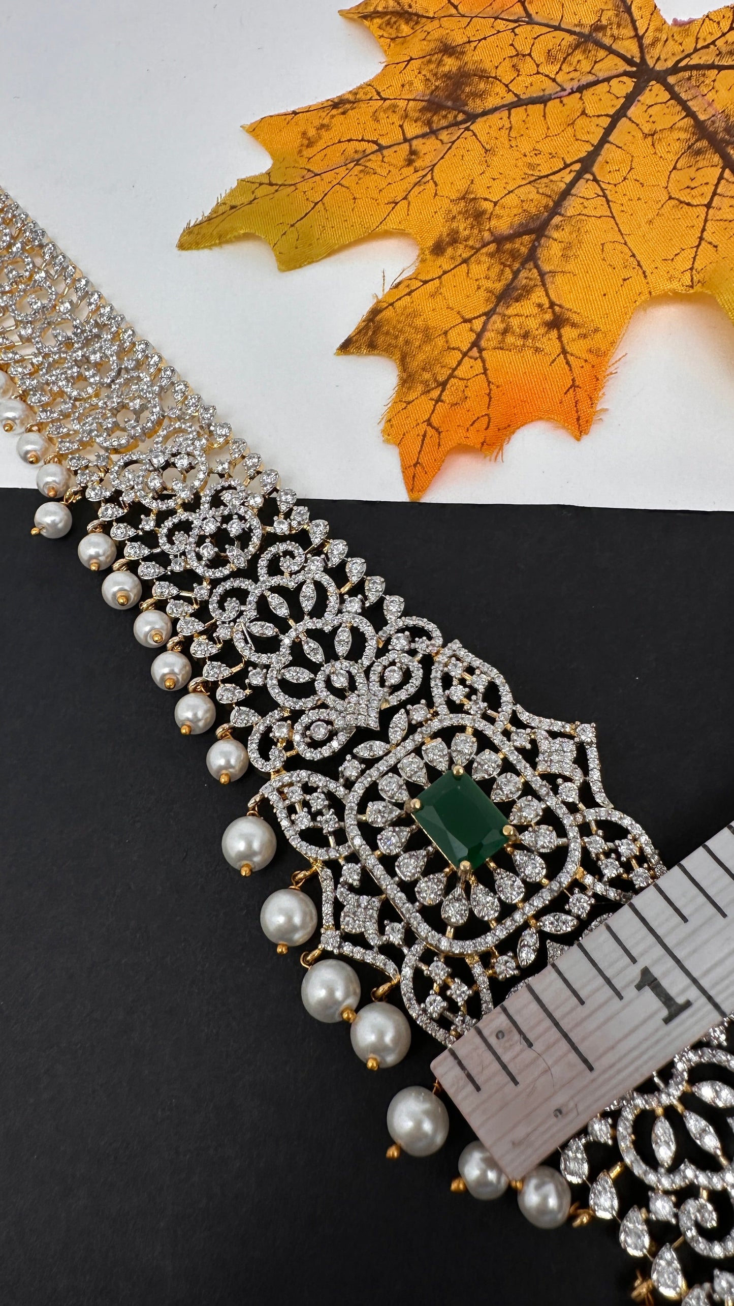 Diamond Finish Hip Chain Belt - Green