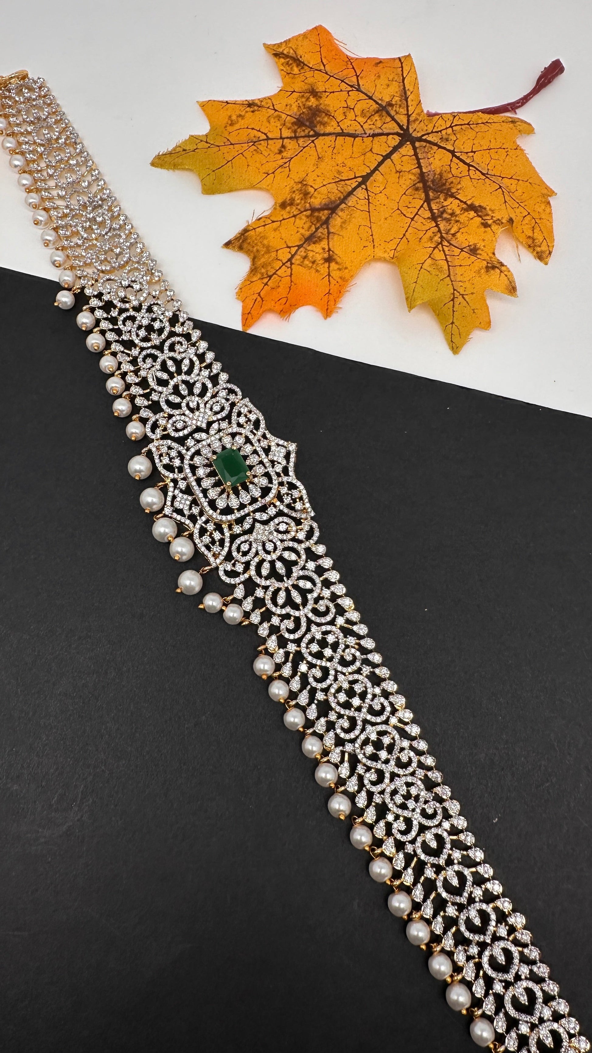 Diamond Finish Hip Chain Belt - Green