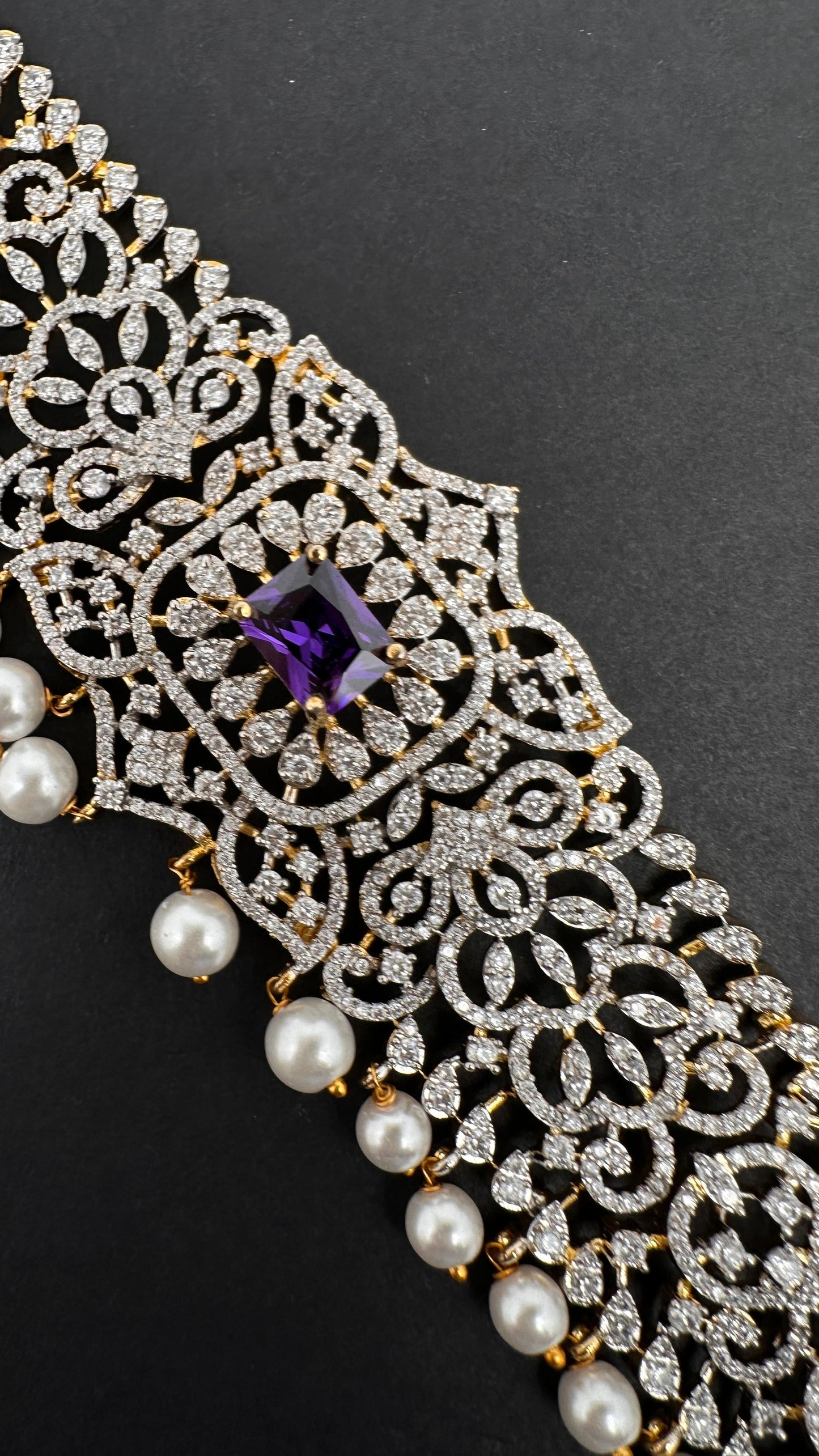 Diamond Finish Hip Chain Belt - Purple