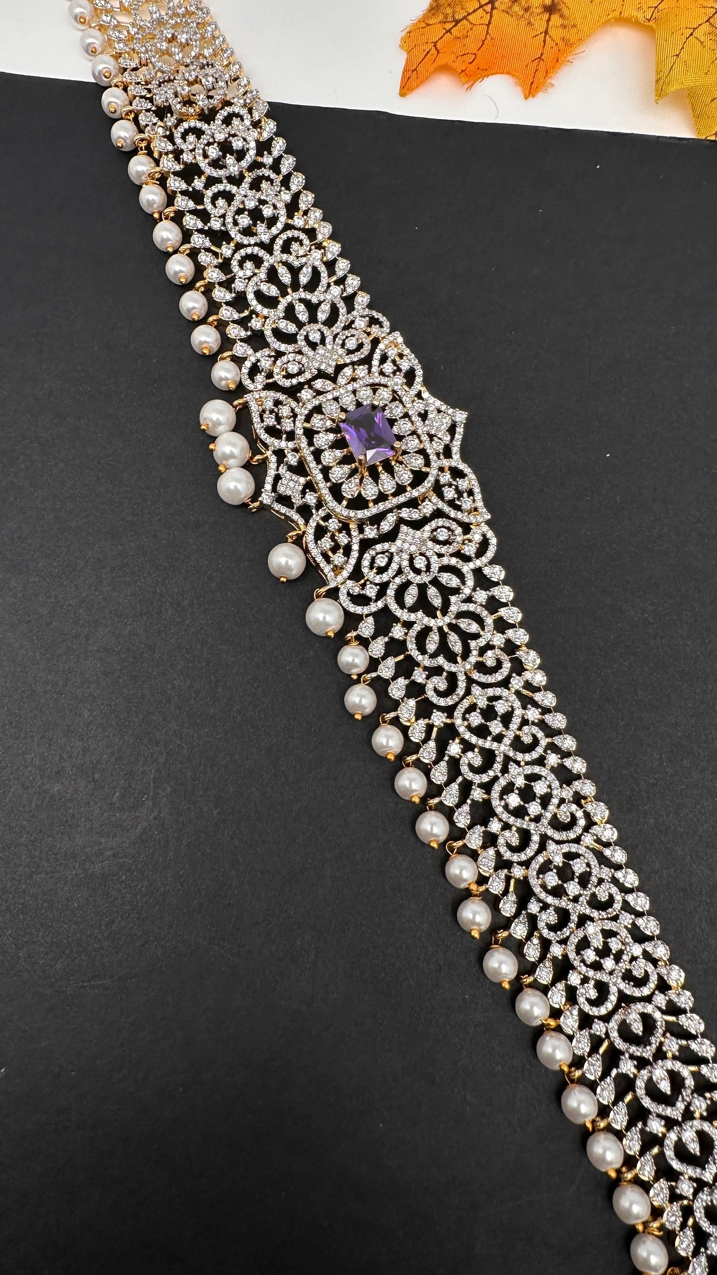 Diamond Finish Hip Chain Belt - Purple