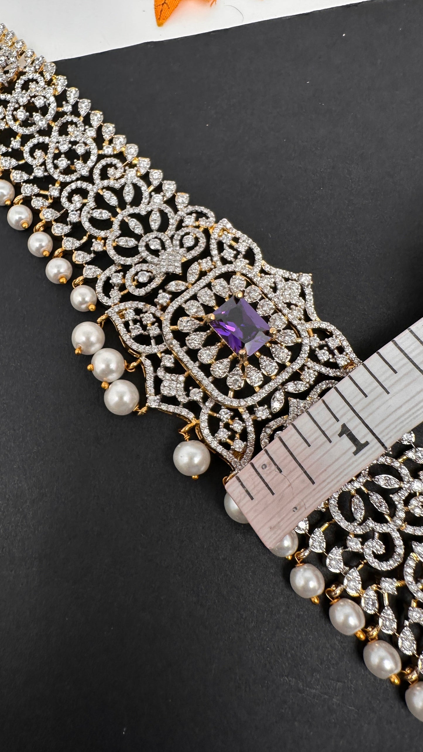 Diamond Finish Hip Chain Belt - Purple