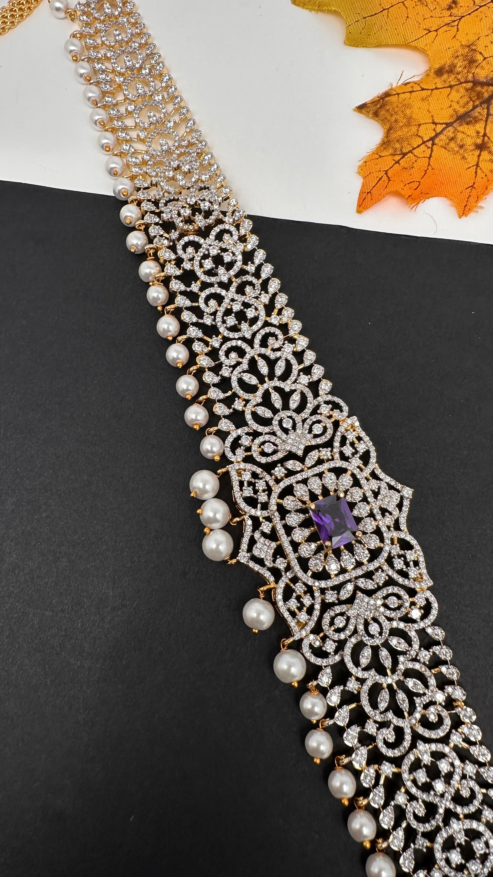 Diamond Finish Hip Chain Belt - Purple