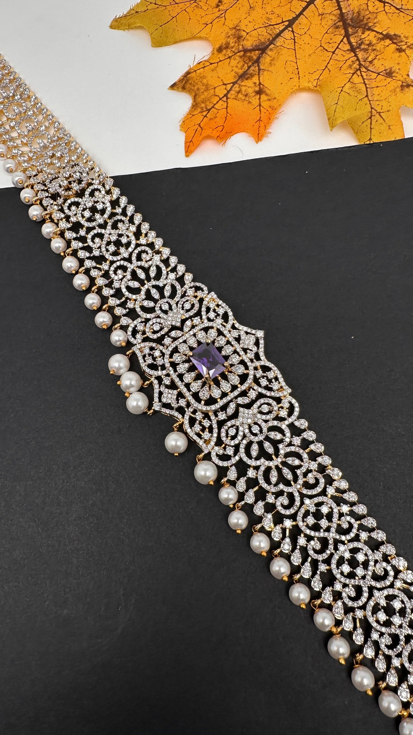 Diamond Finish Hip Chain Belt - Purple