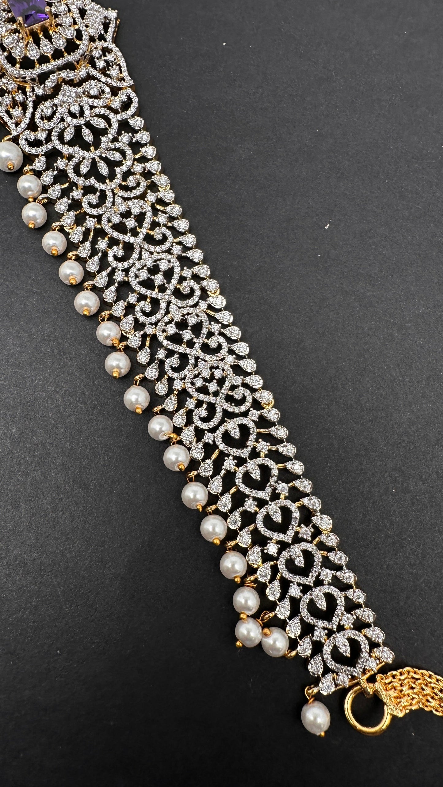 Diamond Finish Hip Chain Belt - Purple