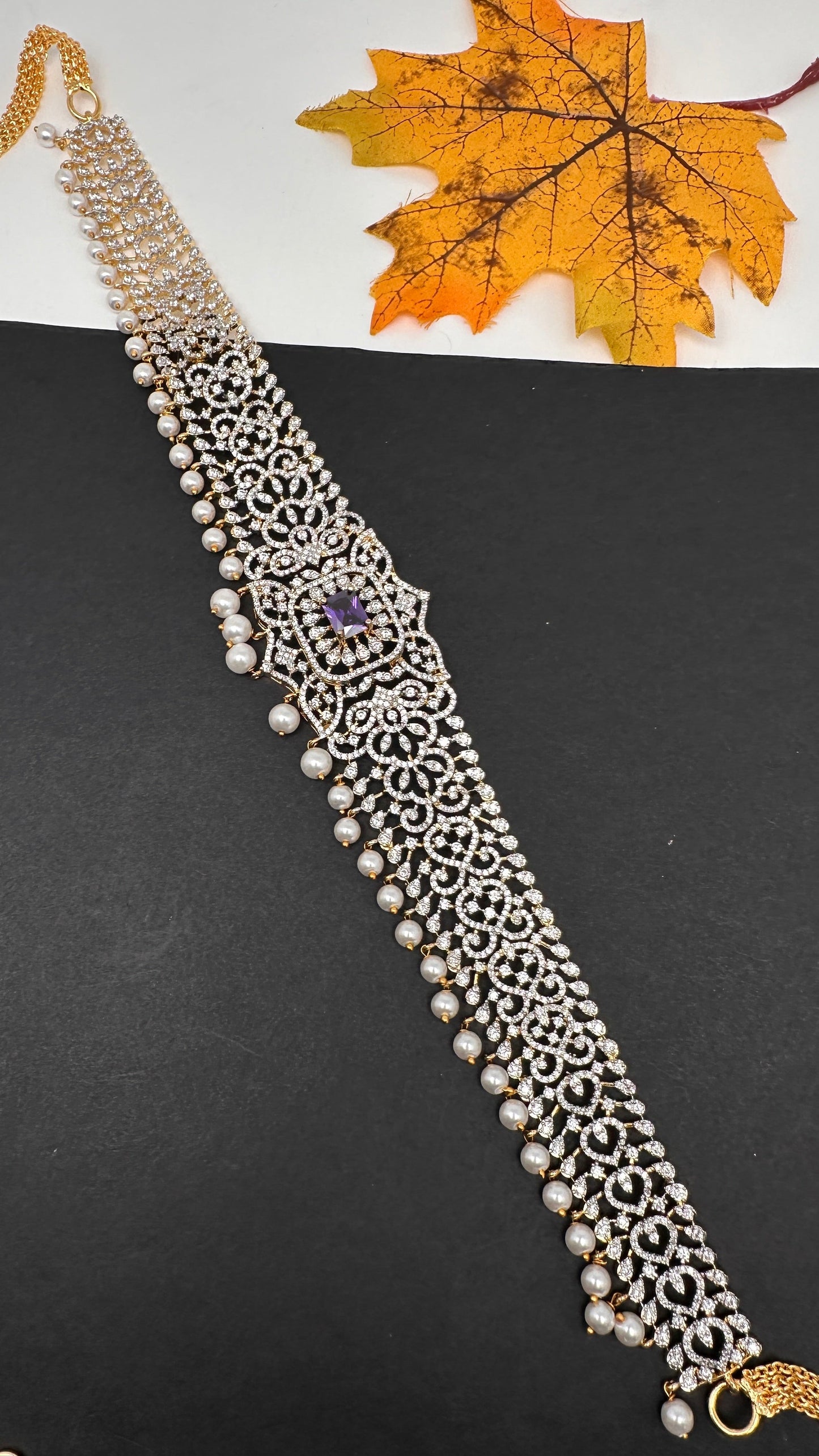 Diamond Finish Hip Chain Belt - Purple