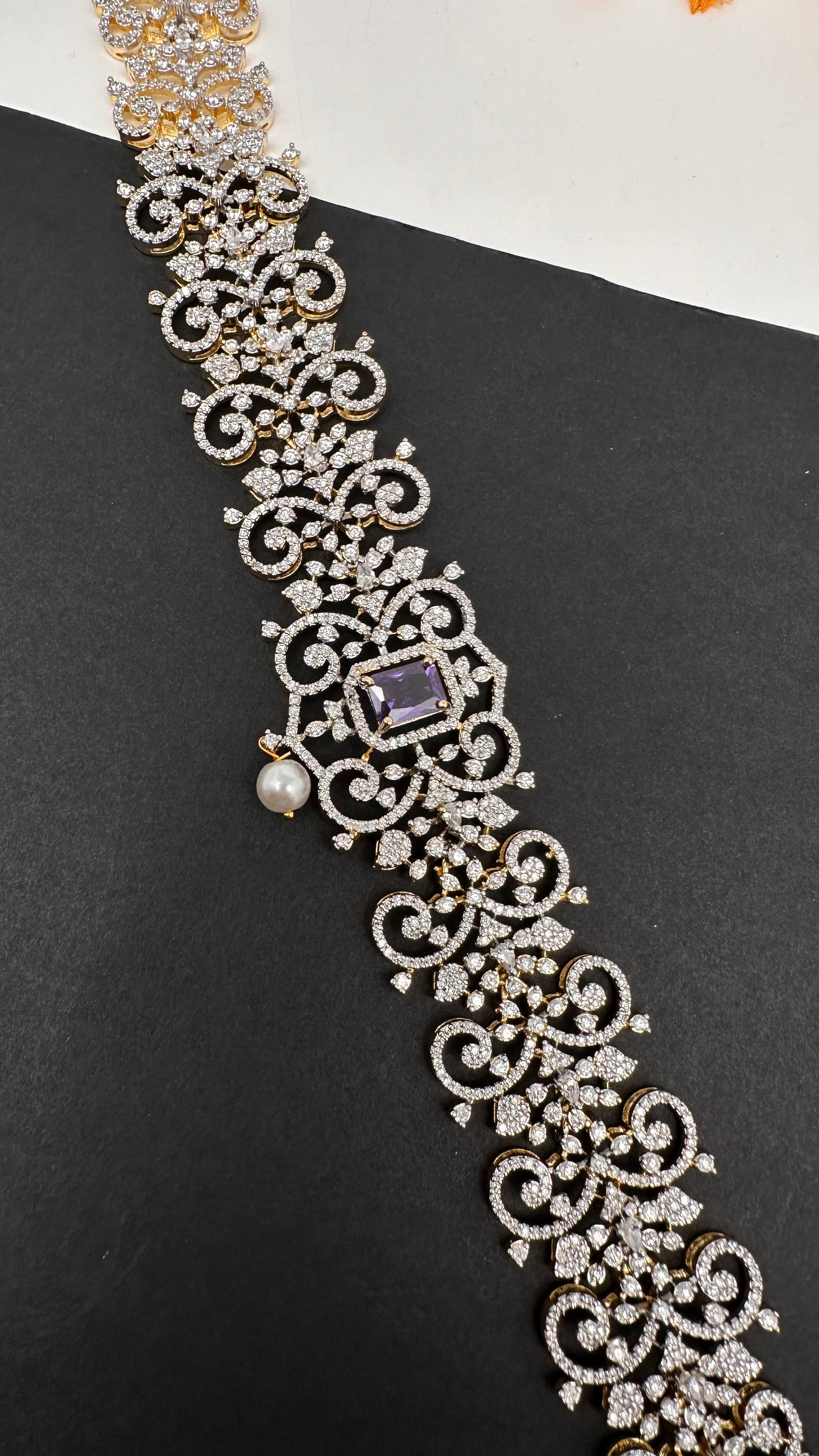 Sleek Diamond Finish Hip Chain Belt - Purple