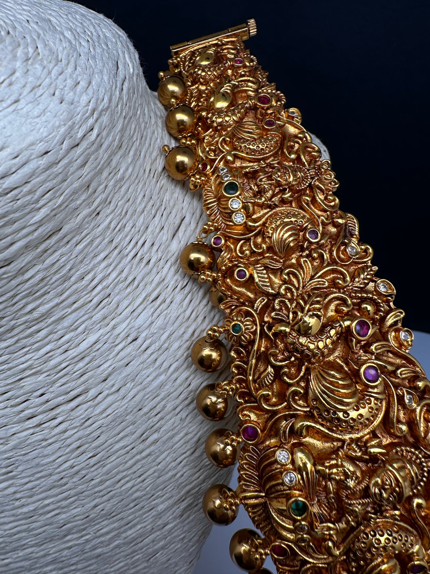 Peacock Goddess Lakshmi Matte Hip Kids Belt Vaddanam Kamarbandh - 