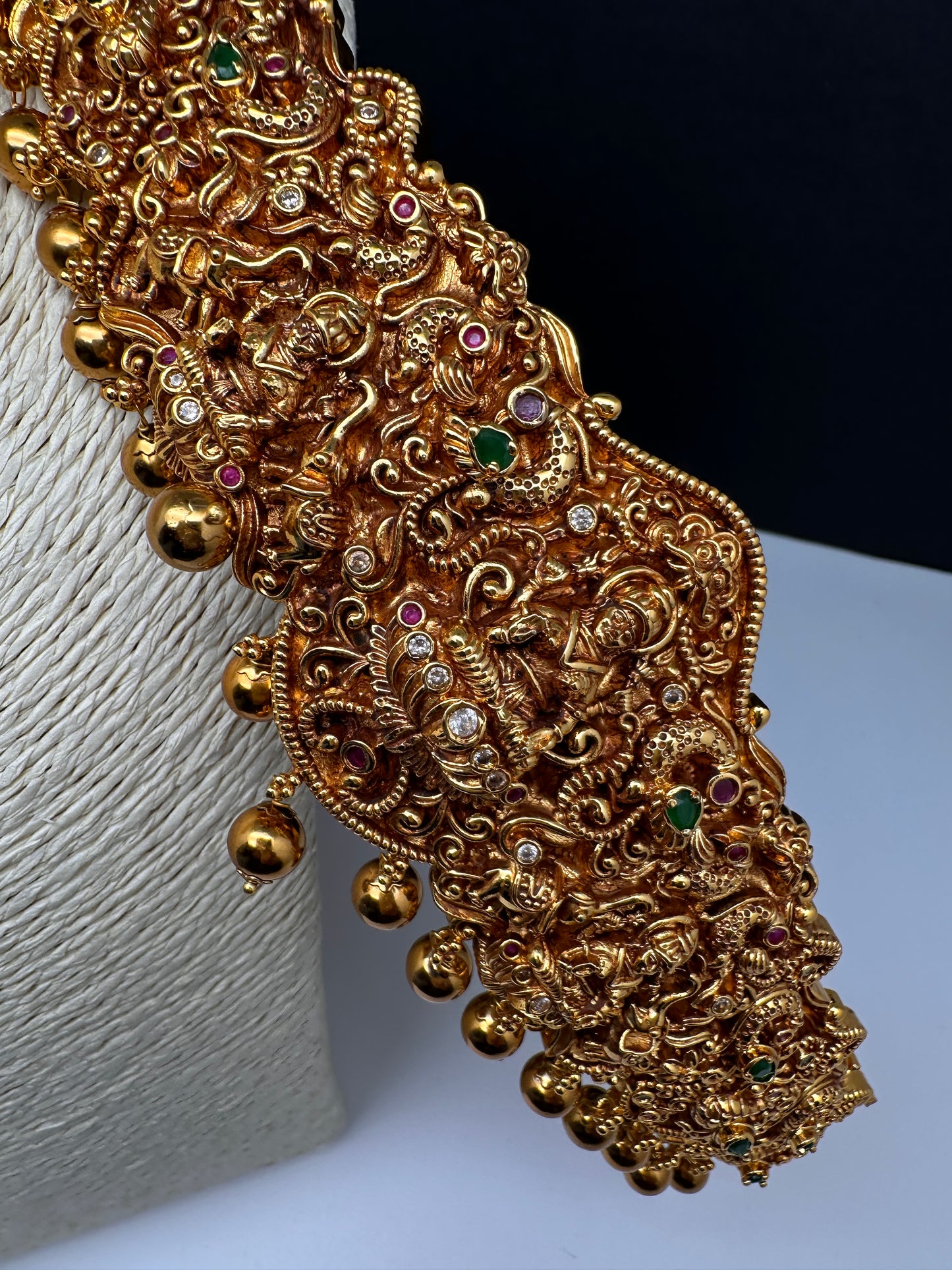 Peacock Goddess Lakshmi Matte Hip Kids Belt Vaddanam Kamarbandh - 