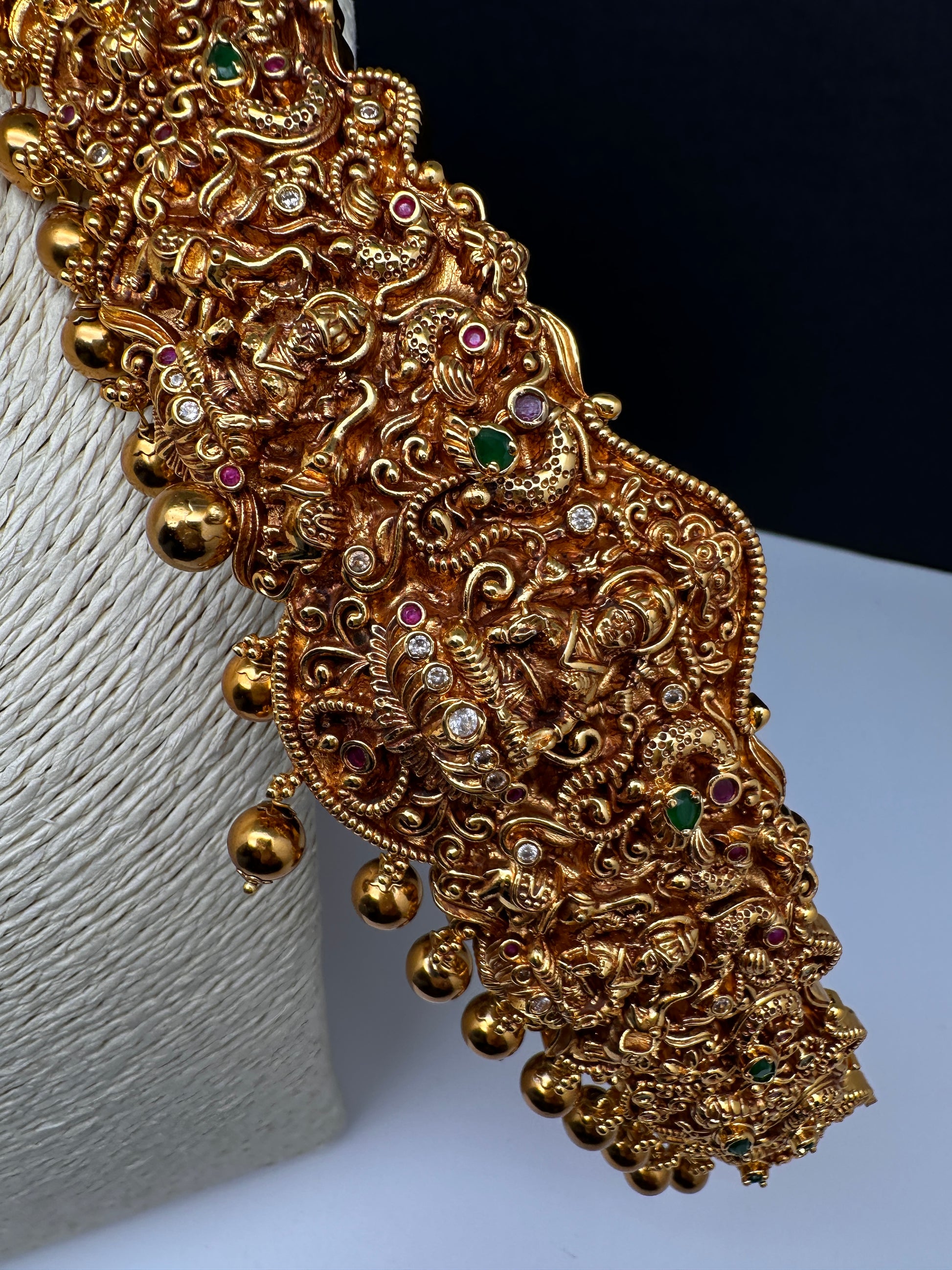 Peacock Goddess Lakshmi Matte Hip Kids Belt Vaddanam Kamarbandh - 