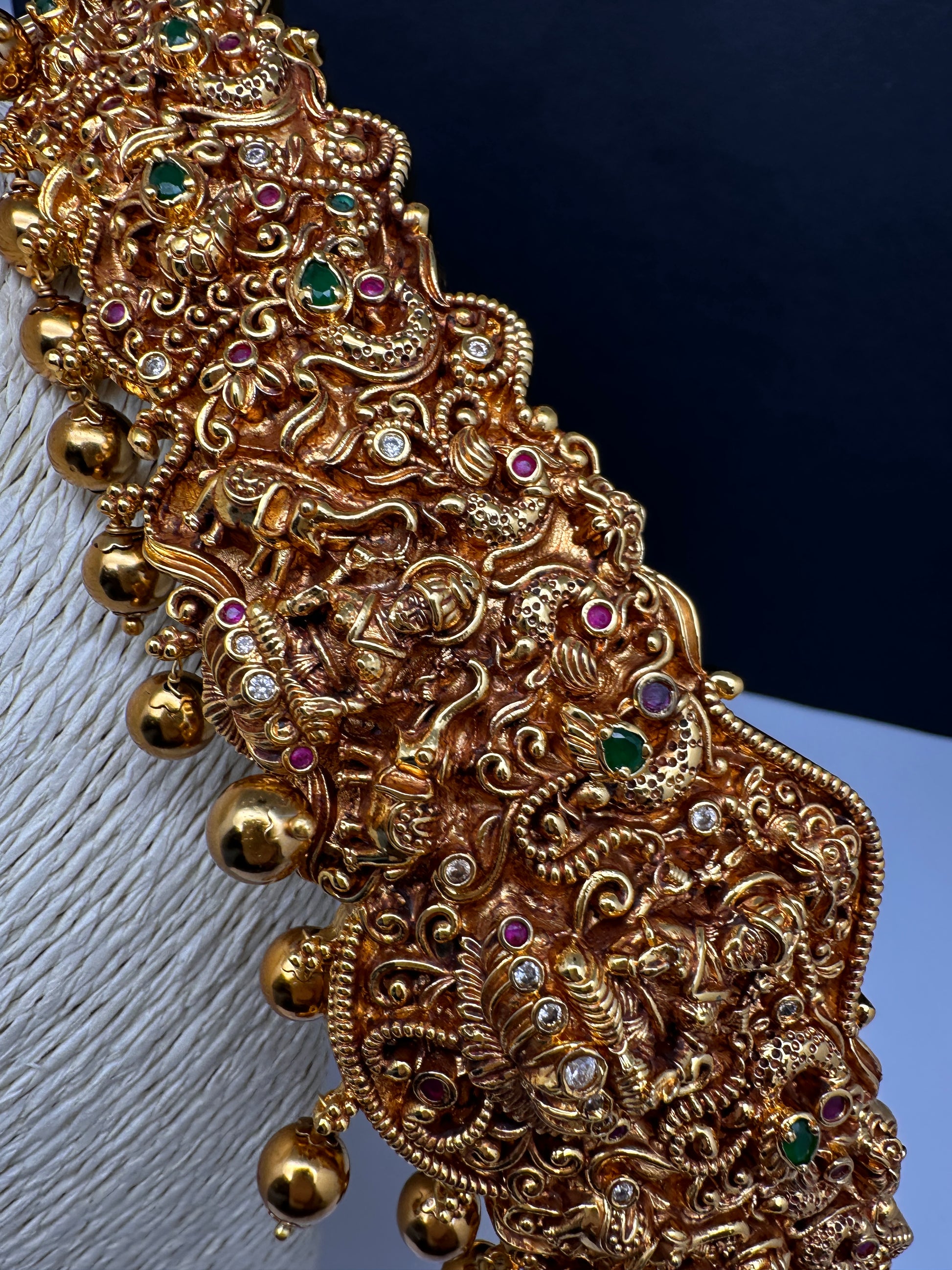 Peacock Goddess Lakshmi Matte Hip Kids Belt Vaddanam Kamarbandh - 