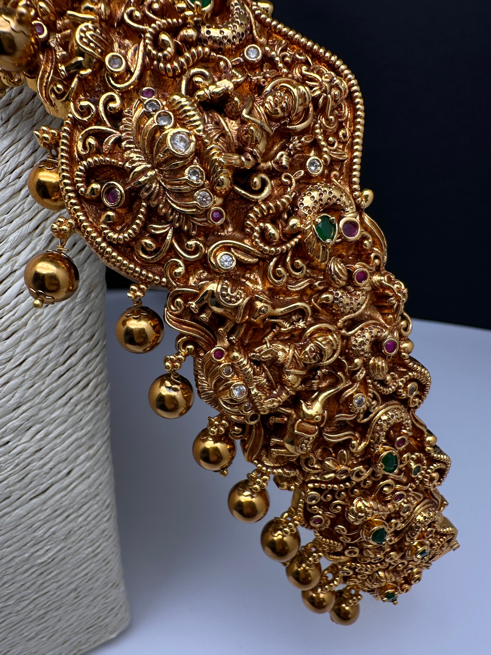 Peacock Goddess Lakshmi Matte Hip Kids Belt Vaddanam Kamarbandh - 