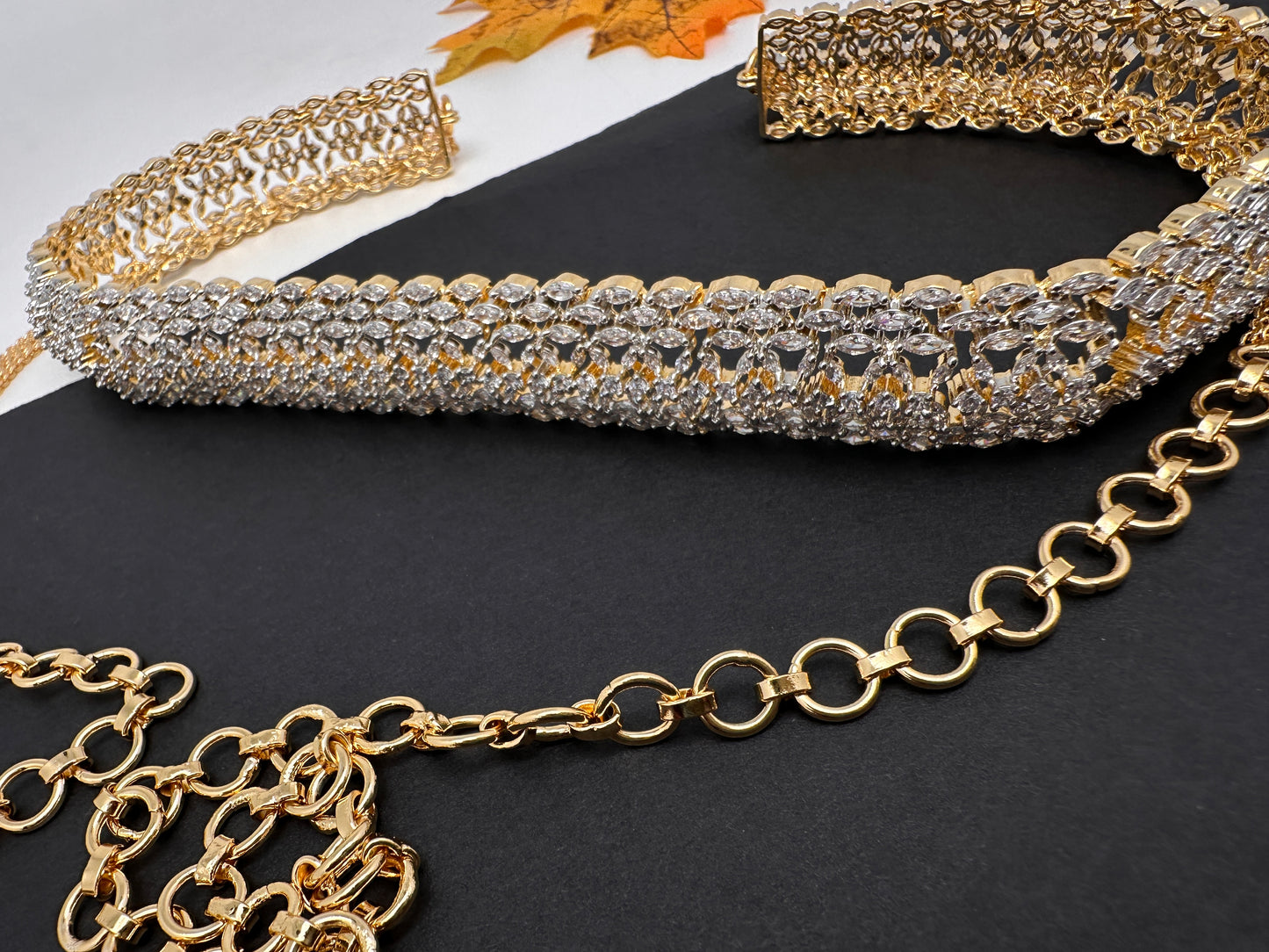 Diamond Finish Hip Chain Belt - 