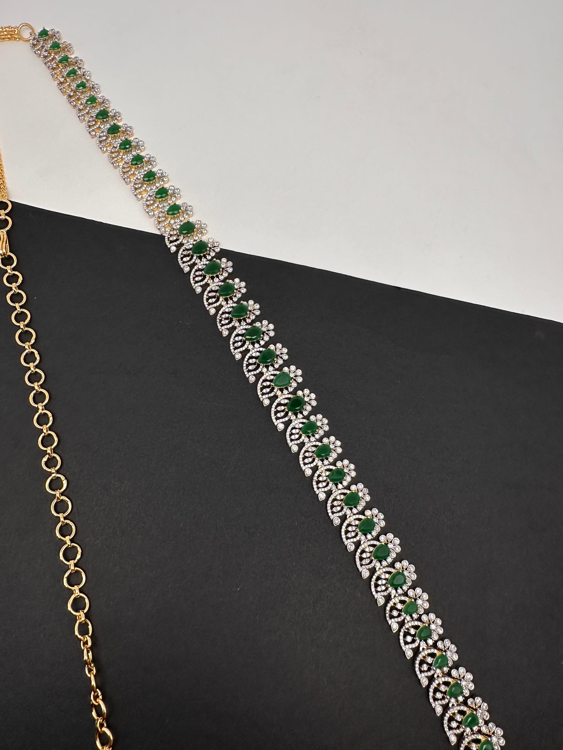 Diamond Finish Hip Chain Belt - Green