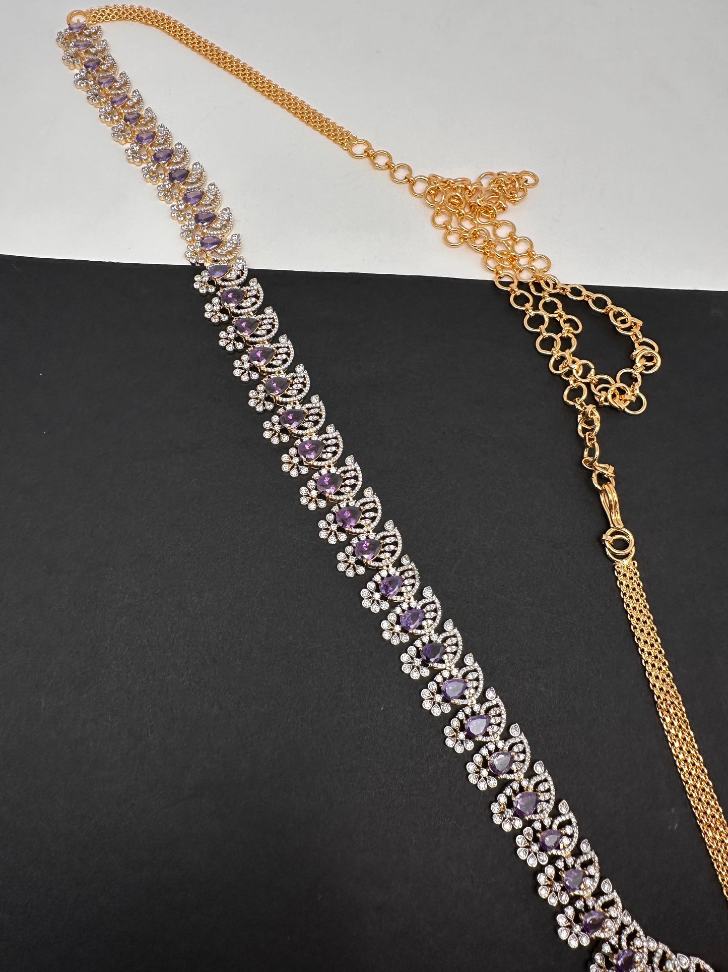Diamond Finish Hip Chain Belt - Purple