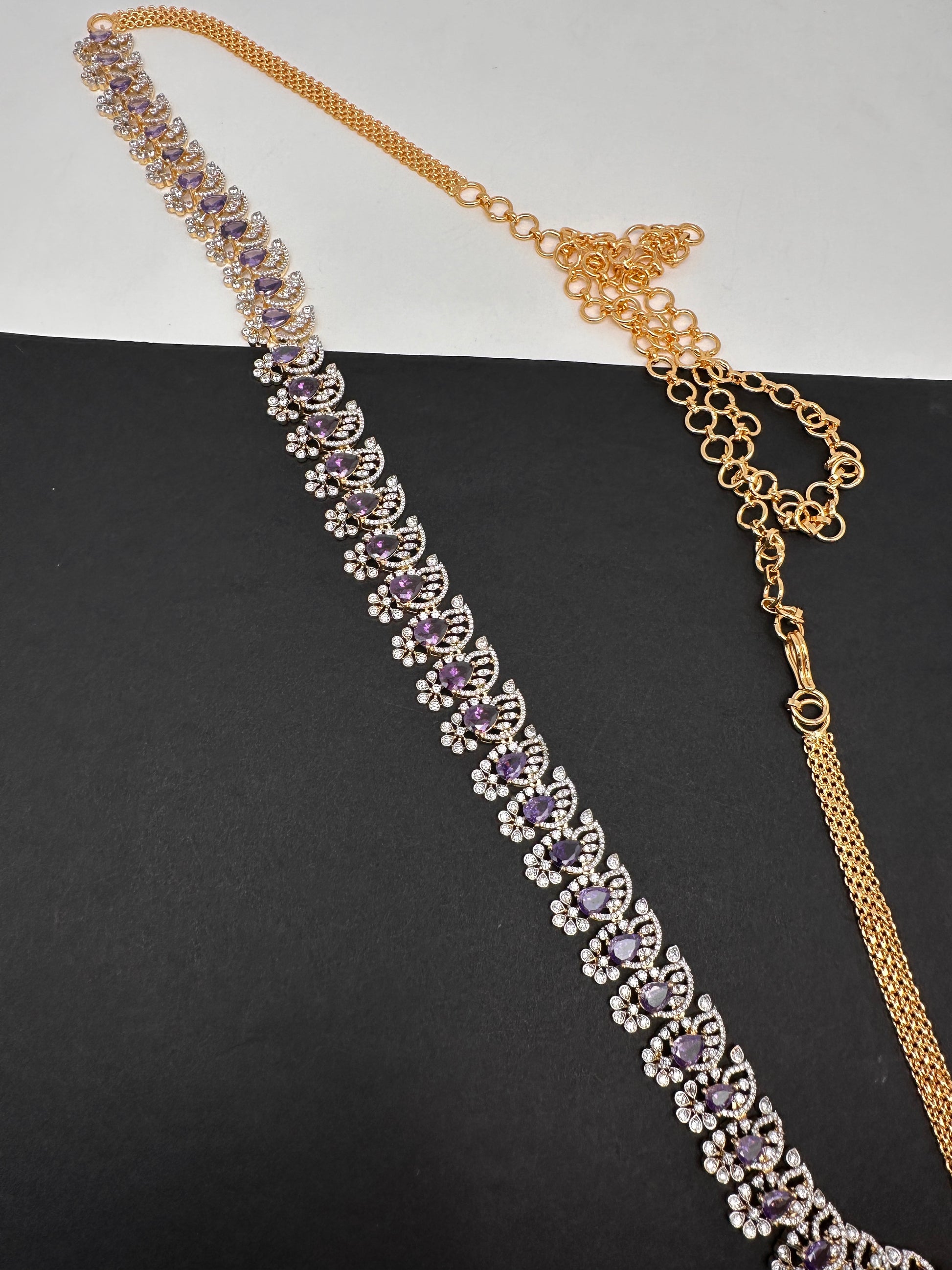 Diamond Finish Hip Chain Belt - Purple