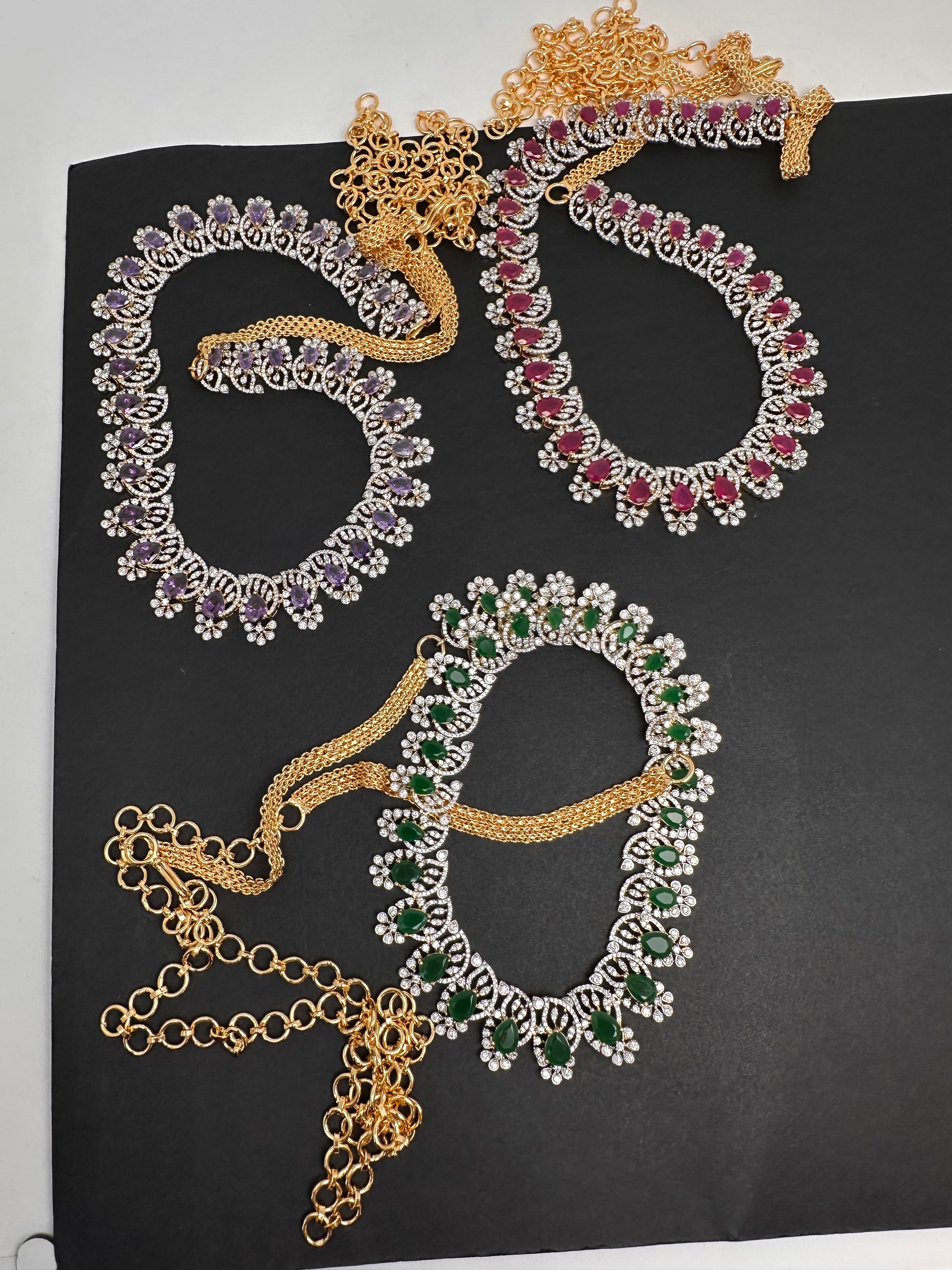 Diamond Finish Hip Chain Belt - Purple