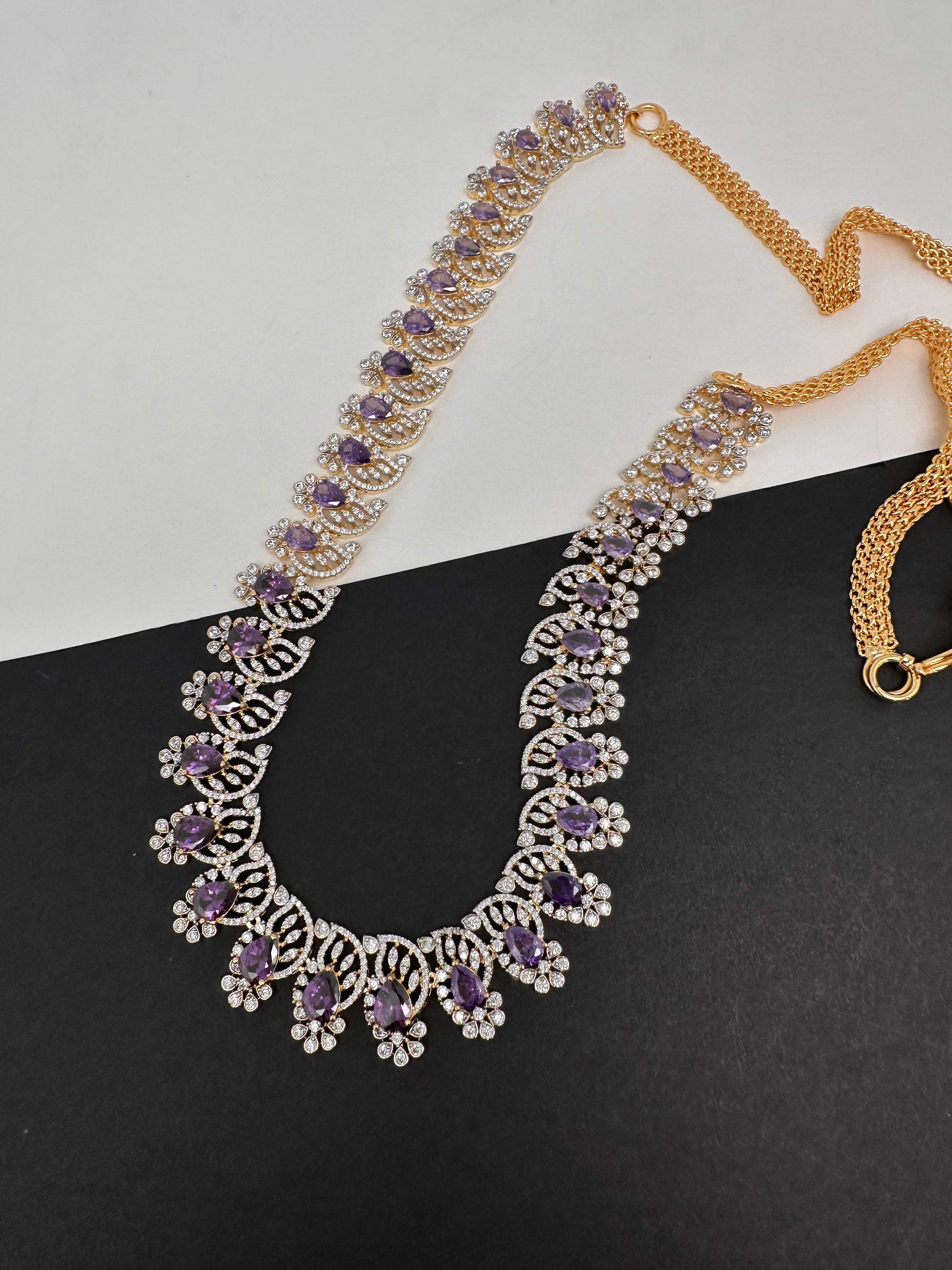 Diamond Finish Hip Chain Belt - Purple