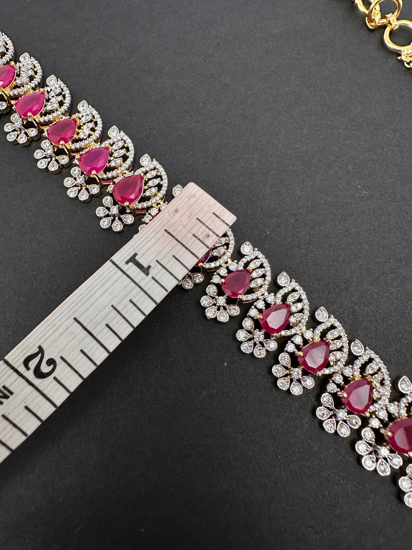 Diamond Finish Hip Chain Belt - Red