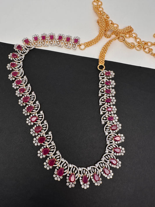 Diamond Finish Hip Chain Belt - Red