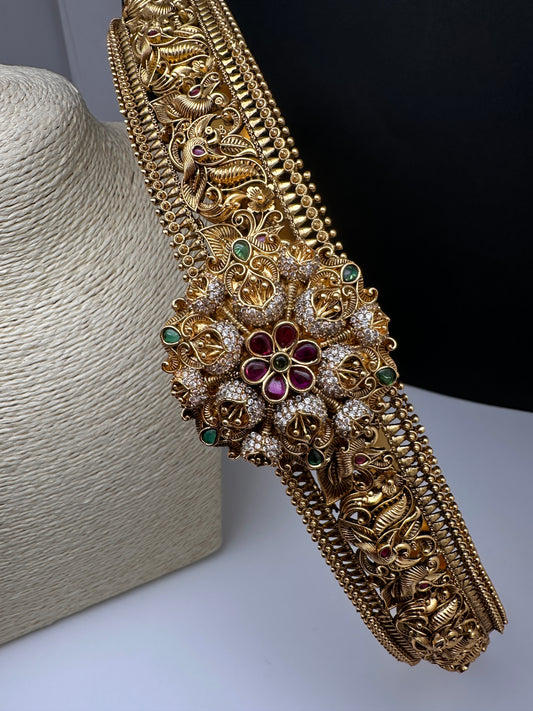 Detachable Pendent Nakshi Matte Hip Belt Vaddanam Kamarbandh - 