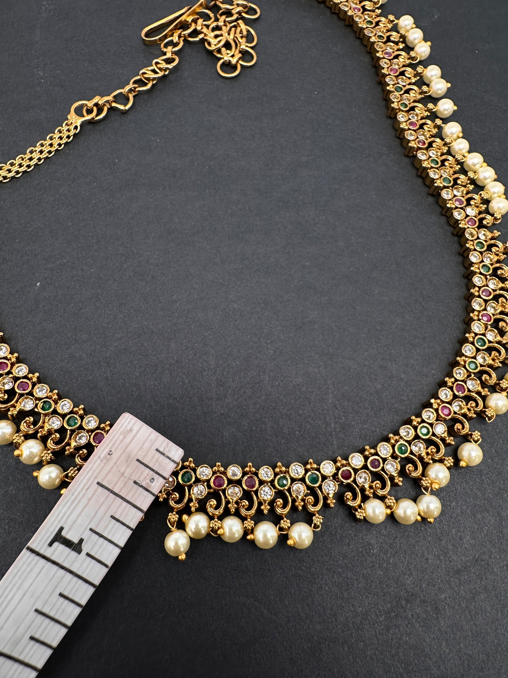 Sleek Multi Color Stones Matte Hip Chain Belt - 
