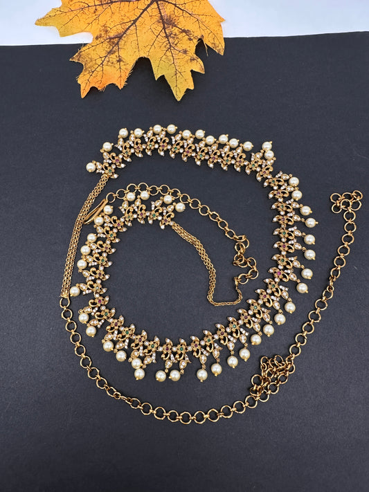 Sleek Floral Matte Hip Chain Belt - 