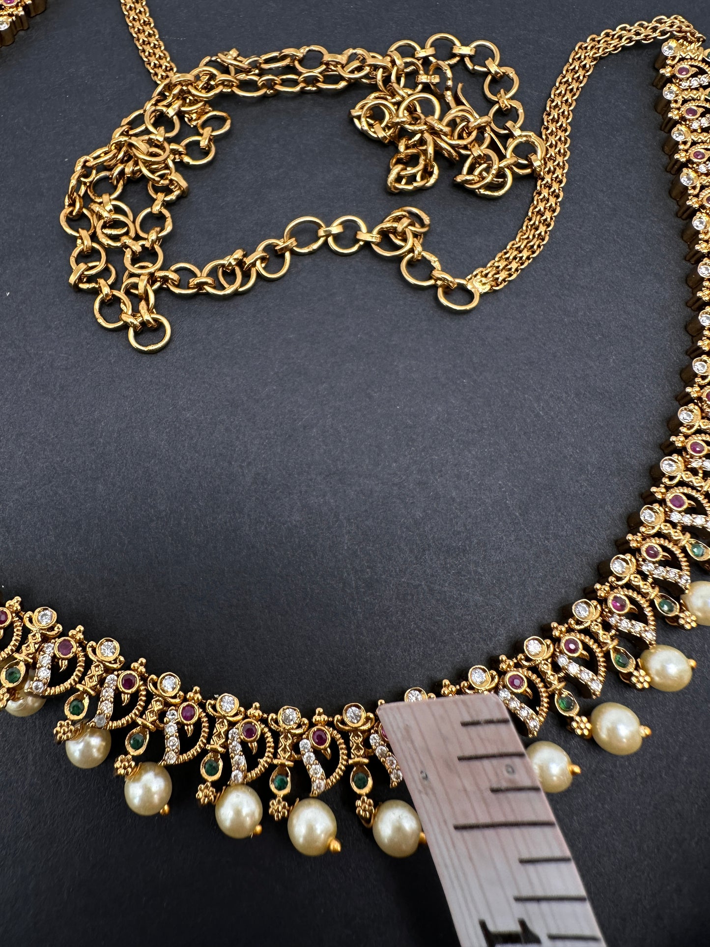 Sleek Multi Color Stones Matte Hip Chain Belt - 