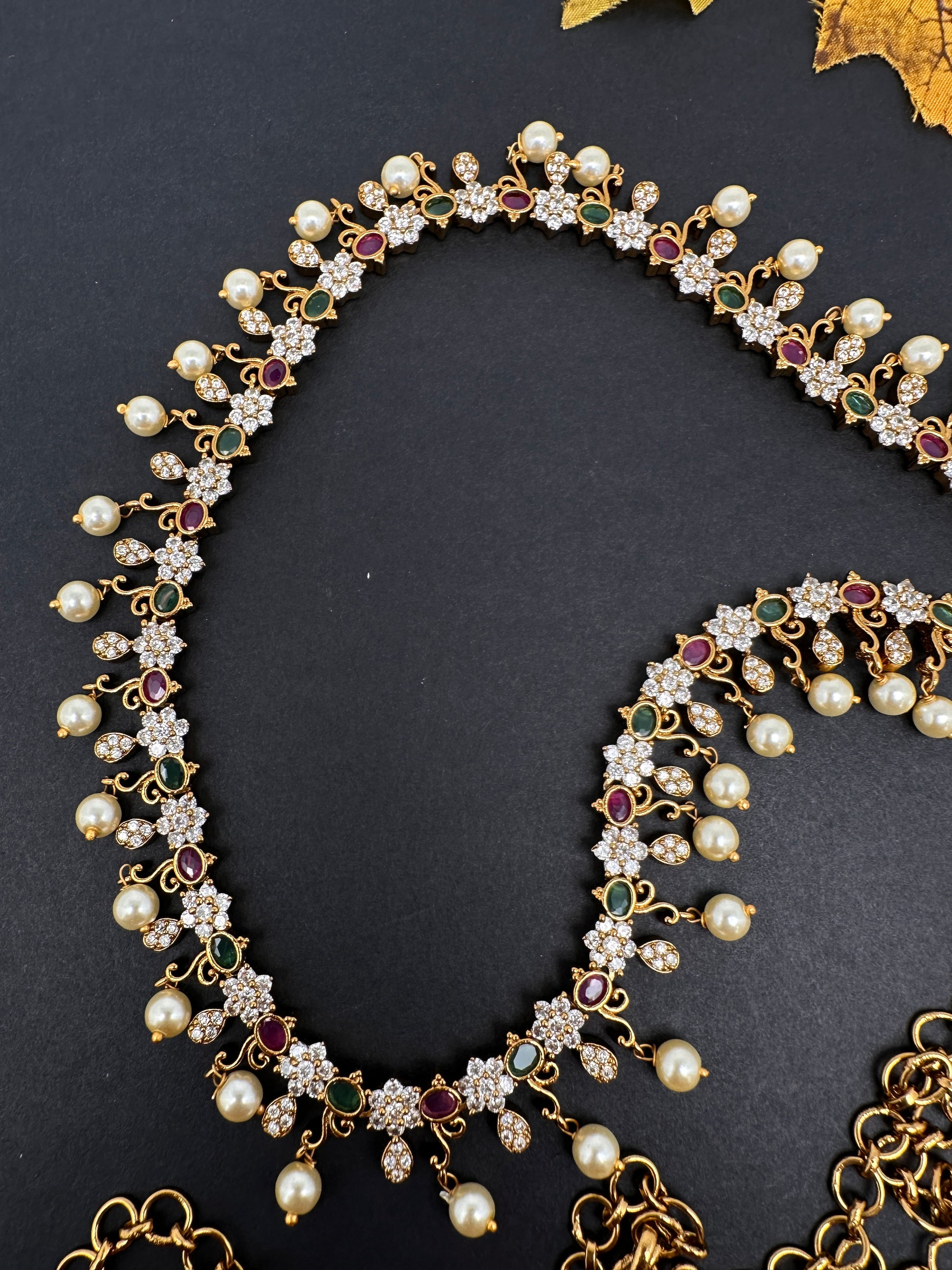Sleek Multi Color Stones Matte Hip Chain Belt - 