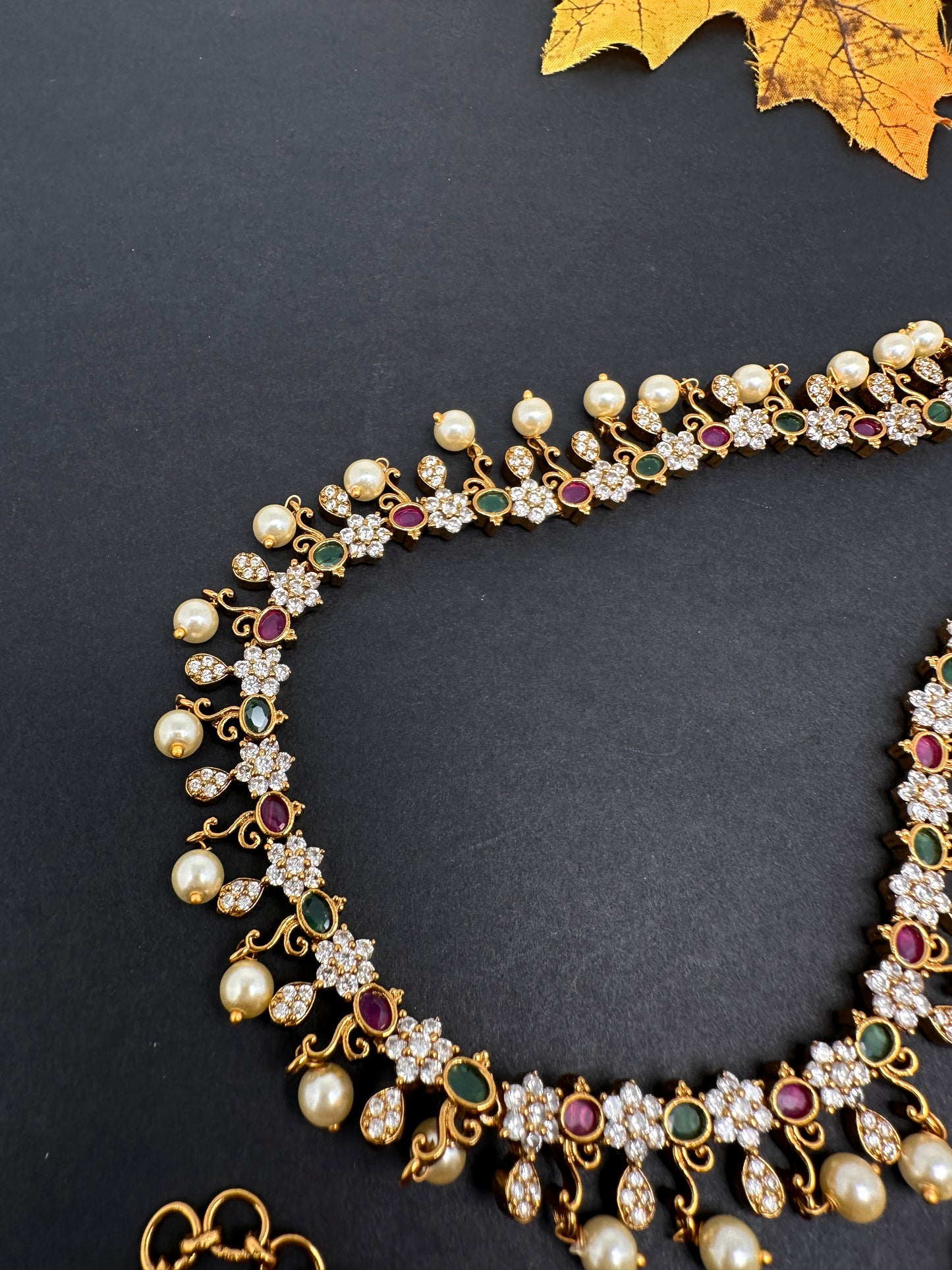 Sleek Multi Color Stones Matte Hip Chain Belt - 
