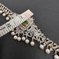AD Diamond Changeable Color Stone Pearls Hip Chain Kamarbandh - 