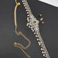 AD Diamond Changeable Color Stone Pearls Hip Chain Kamarbandh - 
