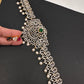 AD Diamond Changeable Color Stone Pearls Hip Chain Kamarbandh - 