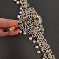 AD Diamond Changeable Color Stone Pearls Hip Chain Kamarbandh - 