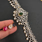 Sleek AD Diamond Changeable Color Stone Pearls Hip Chain Kamarbandh - 