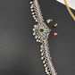 Sleek AD Diamond Changeable Color Stone Pearls Hip Chain Kamarbandh - 