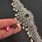 AD Diamond Changeable Color Stone Pearls Hip Chain Kamarbandh - 