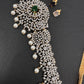 AD Diamond Changeable Color Stone Pearls Hip Chain Kamarbandh - 
