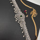 AD Diamond Changeable Color Stone Pearls Hip Chain Kamarbandh - 