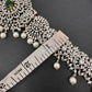 AD Diamond Changeable Color Stone Pearls Hip Chain Kamarbandh - 