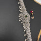 AD Diamond Changeable Color Stone Pearls Hip Chain Kamarbandh - 